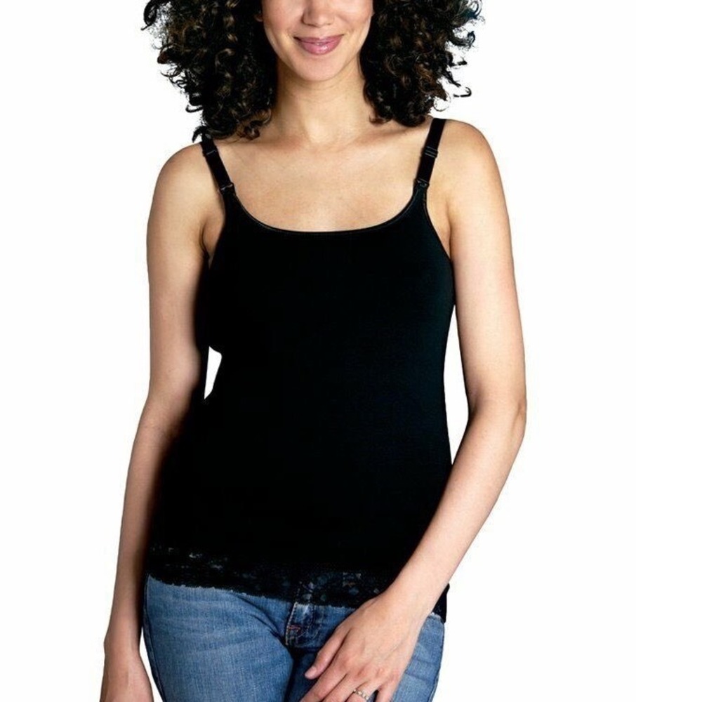 Glamourmom Nursing‎ Bra Top with Lace black SIZE LARGE